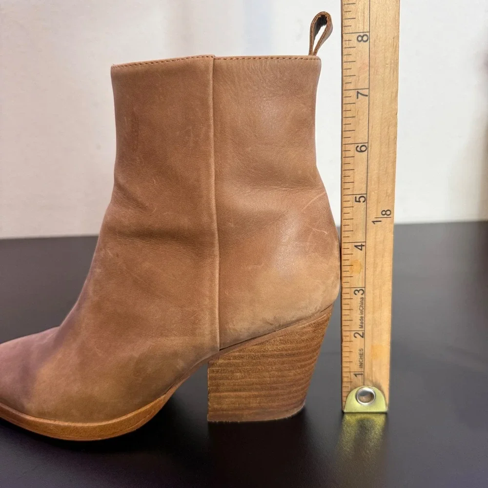 Tony Bianco Pointed Toe Leather Ankle Boots Size 6.5 Block Heel Western‎ BOHO